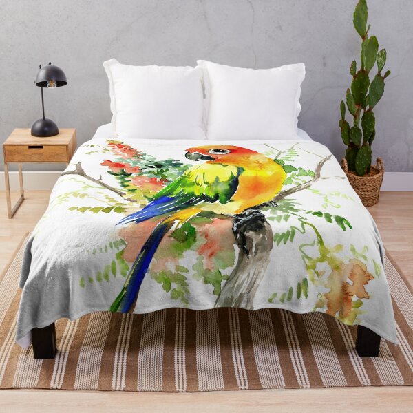 Sun Conure Parakeet Throw Blanket