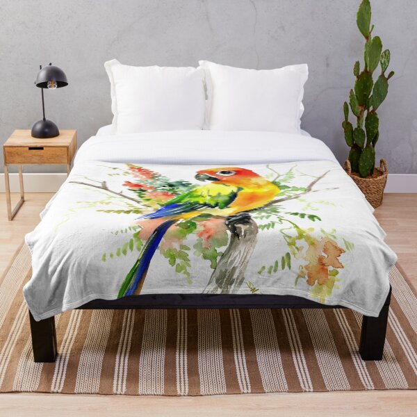 Sun Conure Parakeet Throw Blanket
