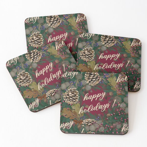 Item preview, Happy Holidays | Christmas Wreath | Pinecones and Berries  designed and sold by CheriesArt.