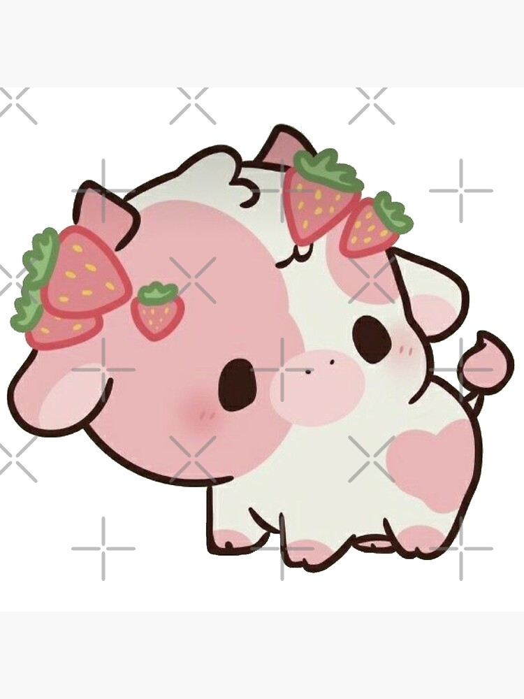 Strawberry Cow kawaii Poster for Sale by MayBK