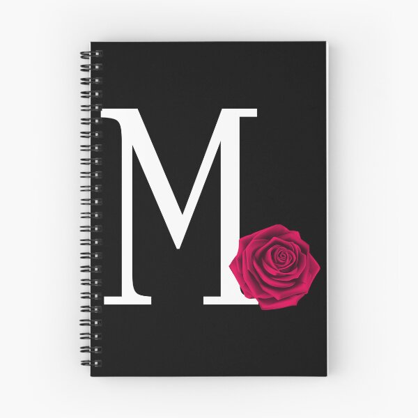 Item preview, Monogram Initial Letter M with Red Rose on Black Background designed and sold by PMDConcepts.