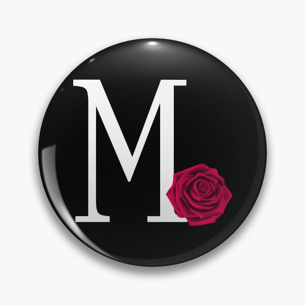 Item preview, Monogram Initial Letter M with Red Rose on Black Background designed and sold by PMDConcepts.