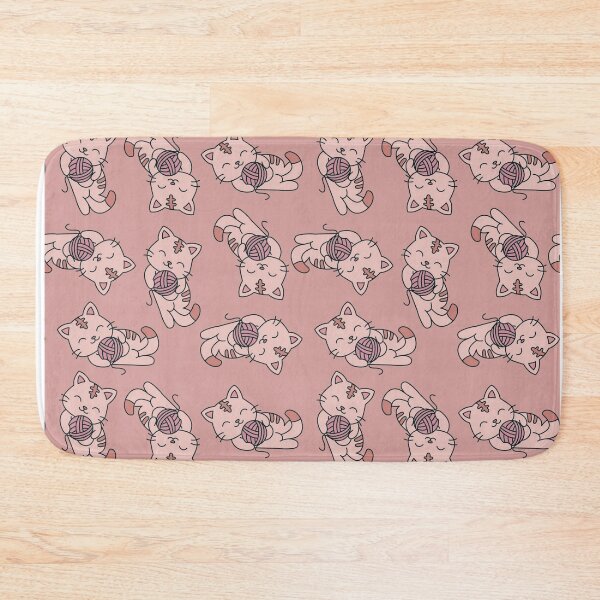 Item preview, Cute Pink Kittens With Yarn Pattern designed and sold by HappyLifeCreate.
