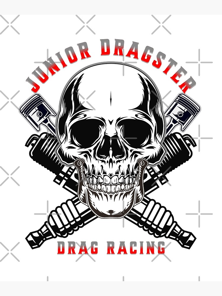 "Junior Dragster Drag Racing Skull Spark Plugs Piston Rods Jr Dragster