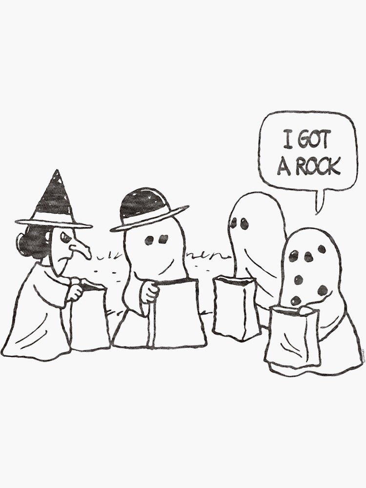 "Peanuts Halloween Charlie Brown I got a Rock Premium" Sticker for Sale
