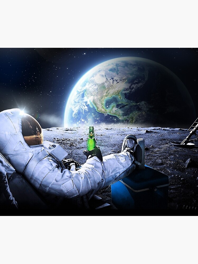 Astronaut trinkt Bier auf dem Mond hd