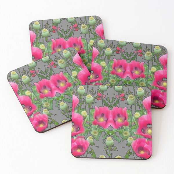 Item preview, CHARCOAL GREY PINK POPPY GARDEN ABSTRACT ART designed and sold by sharlesart.