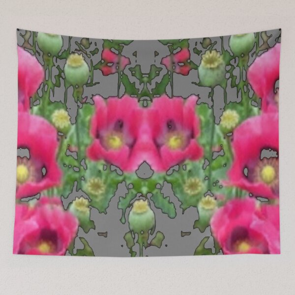 Item preview, CHARCOAL GREY PINK POPPY GARDEN ABSTRACT ART designed and sold by sharlesart.