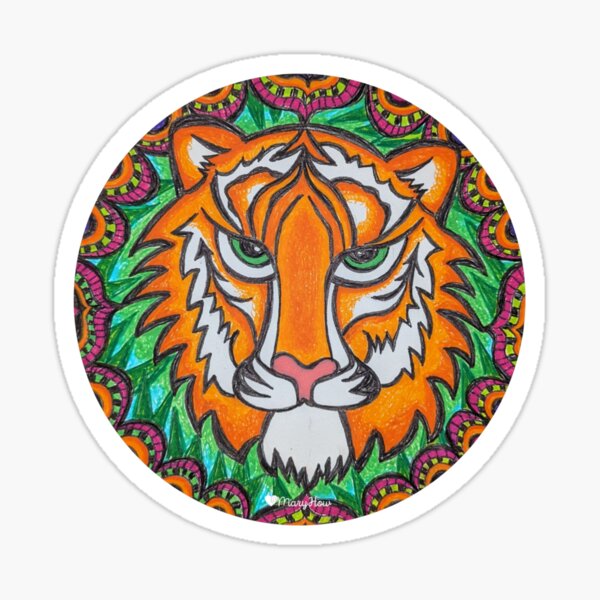 Men's Emerald Forest Tiger Jungle Cat' Sticker