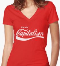 Enjoy Capitalism Women's Fitted V-Neck T-Shirt