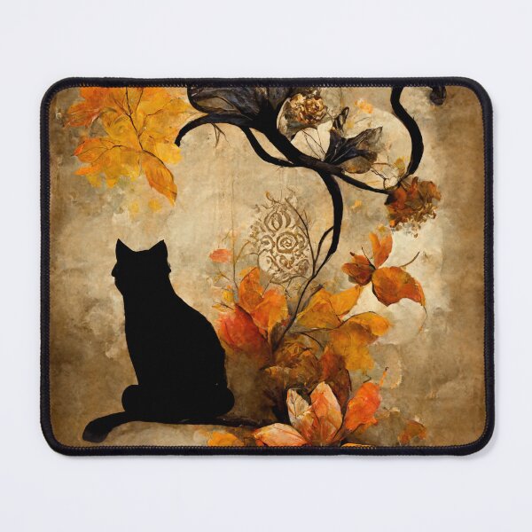 Item preview, Black Cat in Fall Leaves | Art Nouveau Style | Autumn Colors | Autumn Flowers Vol. 5 designed and sold by Jennykies.