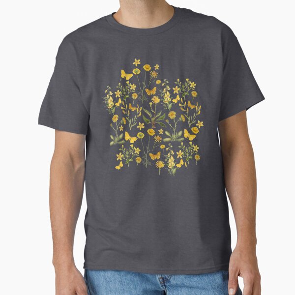 Yellow Flowers of the Mountains on Tea-Stained Background Classic T-Shirt