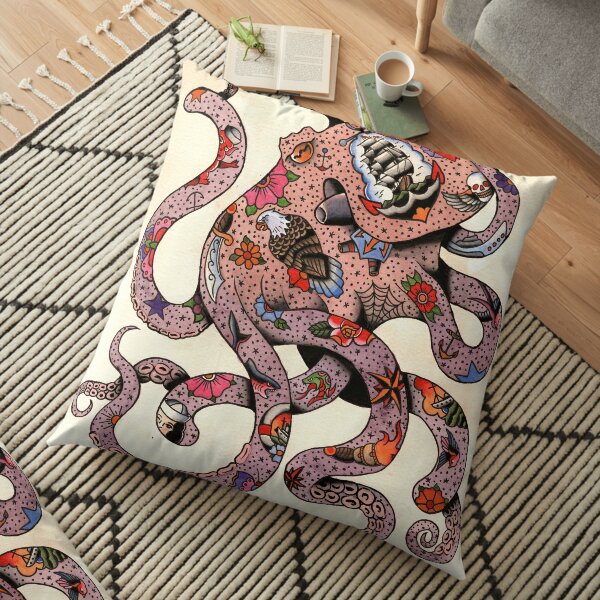Tattooed octopus Floor Pillow