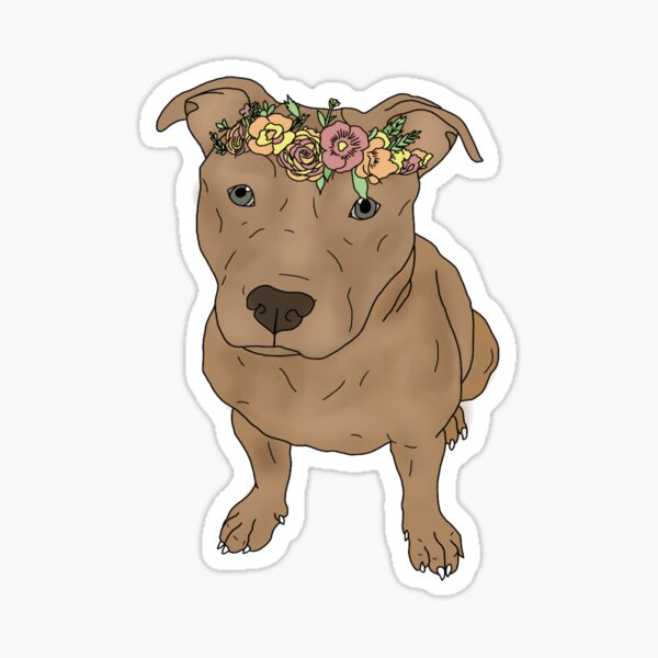 pitbull con corona de flores Pegatina