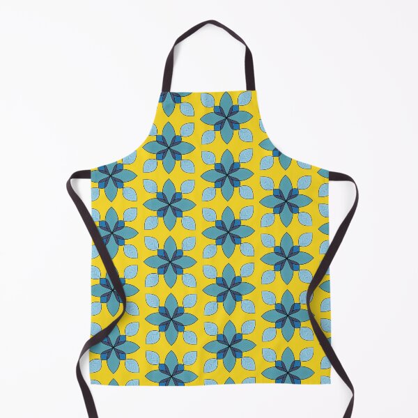 Item preview, Cool blues with yellow, unique hand drawn geometric repeating pattern - WelshDesigns designed and sold by welshdesigns.