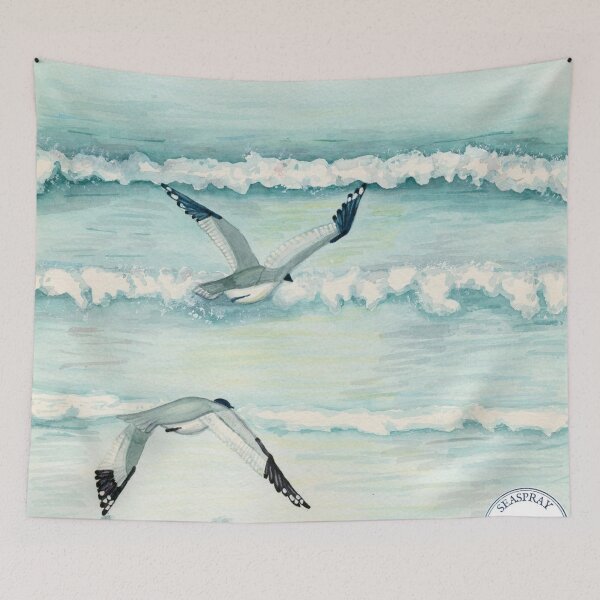 Item preview, Seagulls flying on the beach. designed and sold by Clay Jackson.