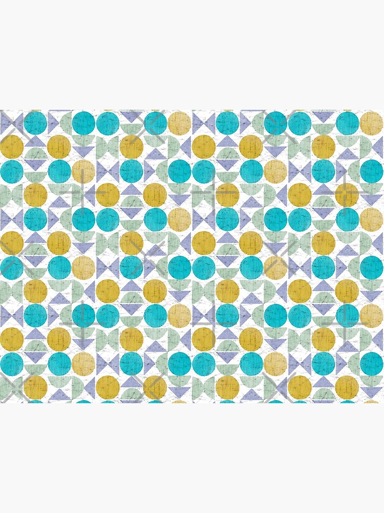 Thumbnail 5 of 5, Pet Mat, Mid Century Modern Textured Geometric in Mustard Teal Blue and Green designed and sold by vinpauld.