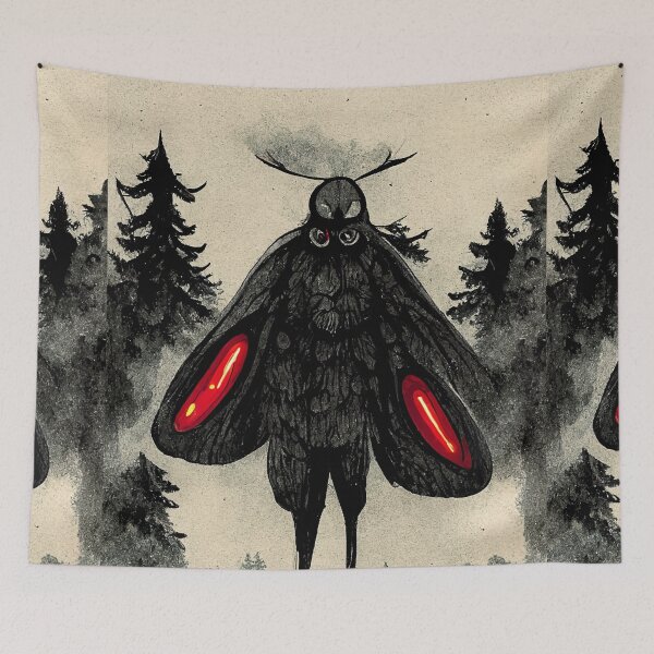 Item preview, Mothman in forest abstract Illustration  designed and sold by JinxedMonster.