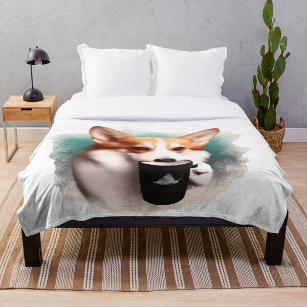 Artikelvorschau, Corgi, der Kaffee nippt entworfen und verkauft von Corgitude Stickers.