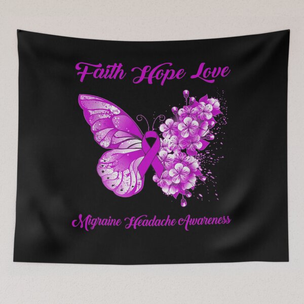 Item preview, Faith Hope Love Migraine Headache Awareness Butterfly Ribbon Gifts designed and sold by Adropine.