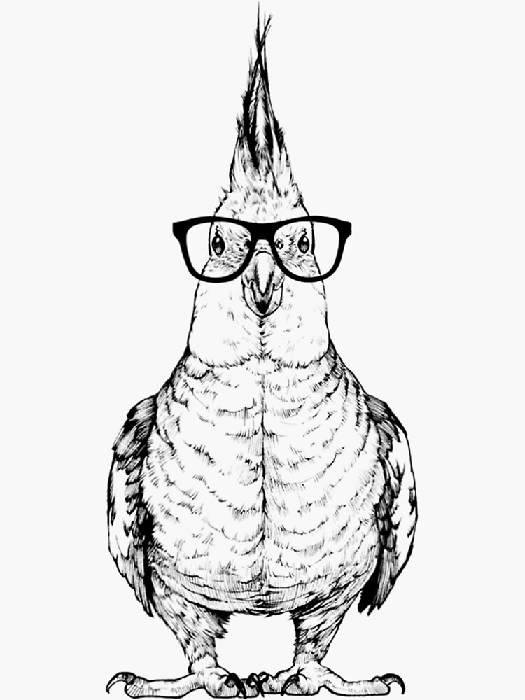 "Cockatiel Nerdy Glasses Cockatoo Bird" Sticker for Sale by palestep