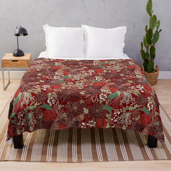 Item preview, Maximalist Christmas with Roses Poinsettia and Pine Cones designed and sold by vinpauld.