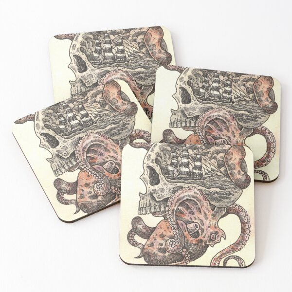 Item preview, Skull, ship, and octopus designed and sold by MarkADArt.