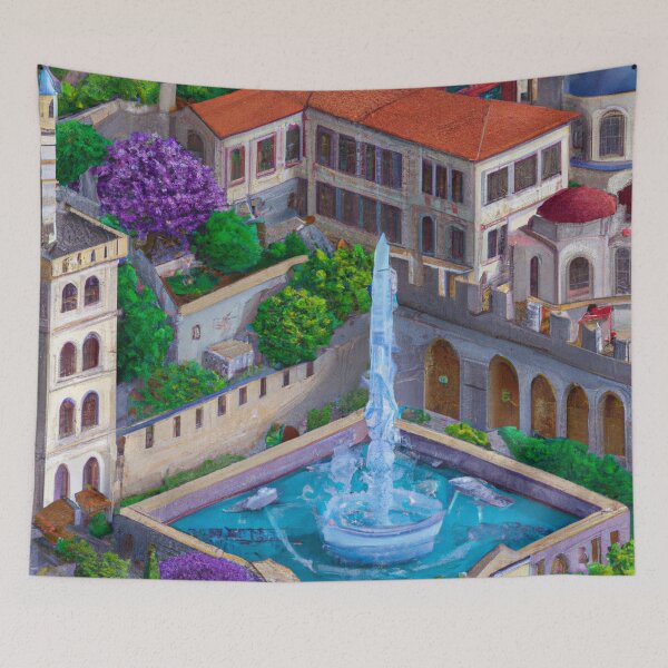 Artikelvorschau, Albanische Stadt, umgeben von einem Brunnen entworfen und verkauft von Zestpond.