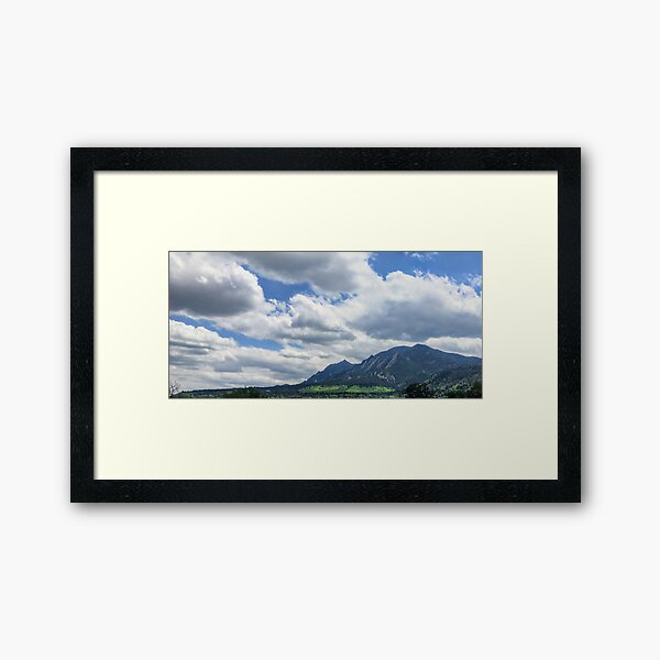 Cloudy Day on the Boulder Flatirons, Colorado Framed Art Print