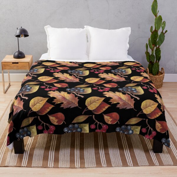 Item preview, Retro Gray Leaves Pillow,bath mats,shower curtain,throw blankets and tapestries designed and sold by Fairies Flower Garden.