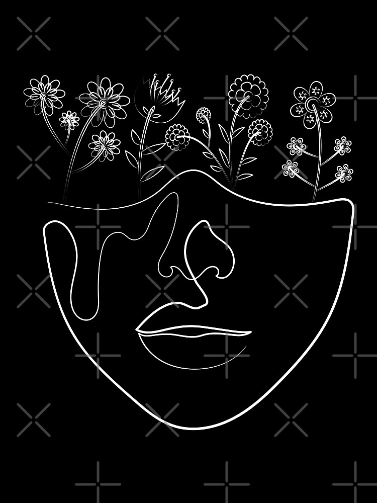 "Flowers Face" Poster for Sale by OneLineArtist Redbubble