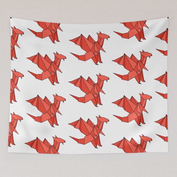 Aperçu de l'œuvre Dragon rouge en origami créée et vendue par CalliesArt.