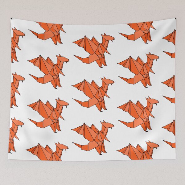 Aperçu de l'œuvre Dragon orange en origami créée et vendue par CalliesArt.