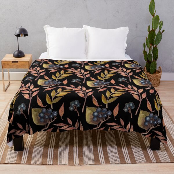 Item preview, Retro Gray Leaves Pillow,bath mats,shower curtain,throw blankets and tapestries designed and sold by Fairies Flower Garden.