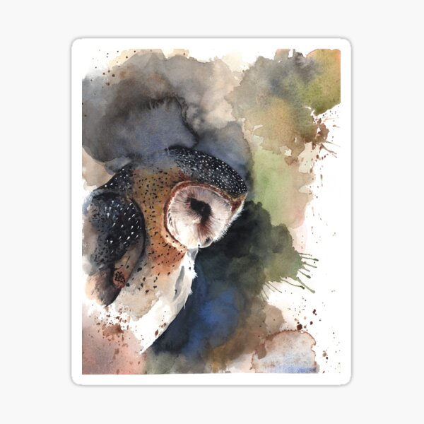 watercolor barn owl Sticker