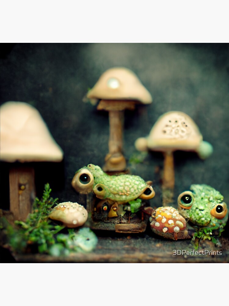 "Mutated Frogs at Their Mushroom Home" Sticker for Sale by