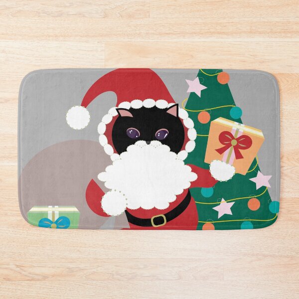 Item preview, Merry Christmas Black Cat Santa and Xmas Tree designed and sold by Mimi Huang.