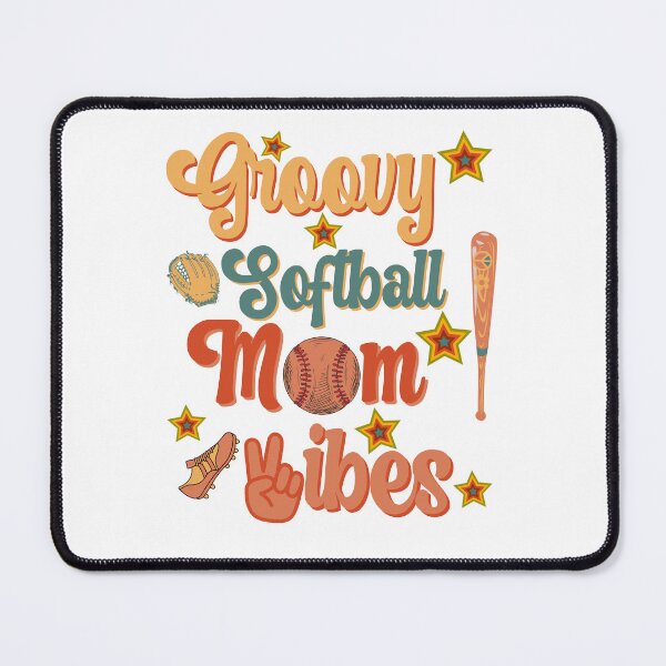 Item preview, Groovy Mom Softball Vibes With Softball and Softball Bat designed and sold by GarnersDesigns.