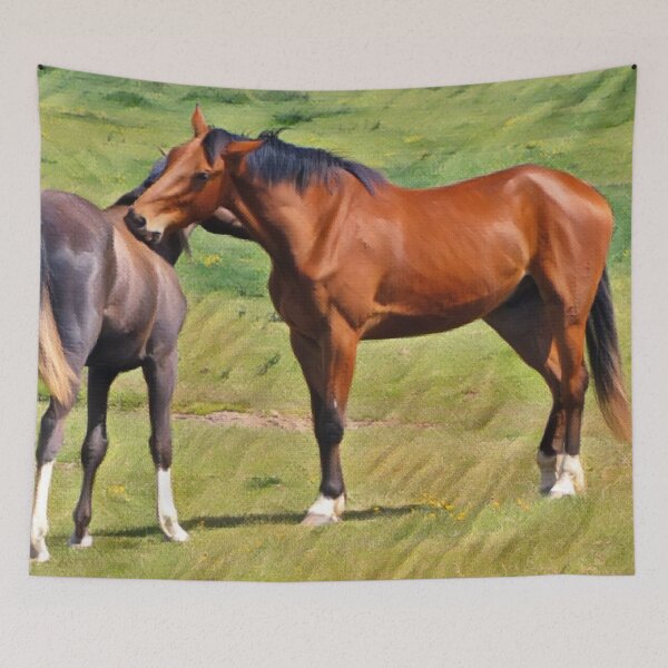 Item preview, Painting of Horse and Calf in meadow designed and sold by StoicQuotes.