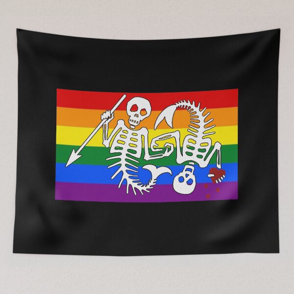 Item preview, OFMD season 2 rainbow pride mermaid pirate flag Blackbeard Stede Bonnet flag designed and sold by Theoldgirl900.