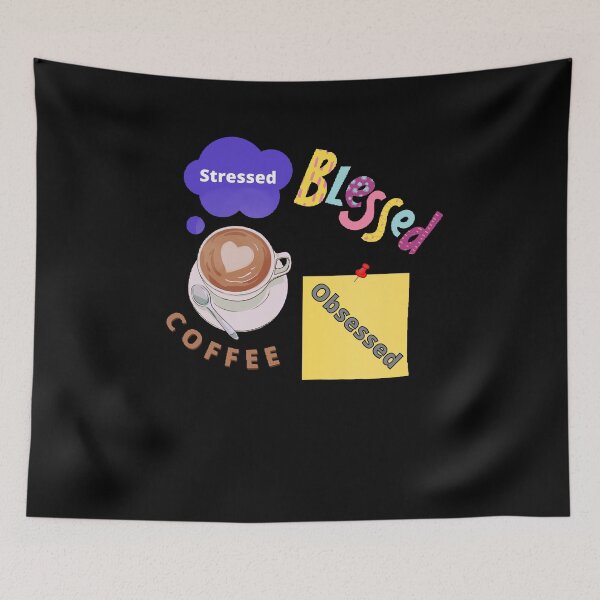 Item preview, Stressed Blessed And Coffee Obsessed - Funny and Cute T-Shirts Quotes designed and sold by Designspot2020.