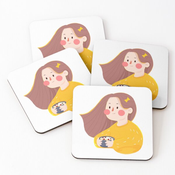 Item preview, Cute girl waring orange jumper with soup designed and sold by EriksStore.