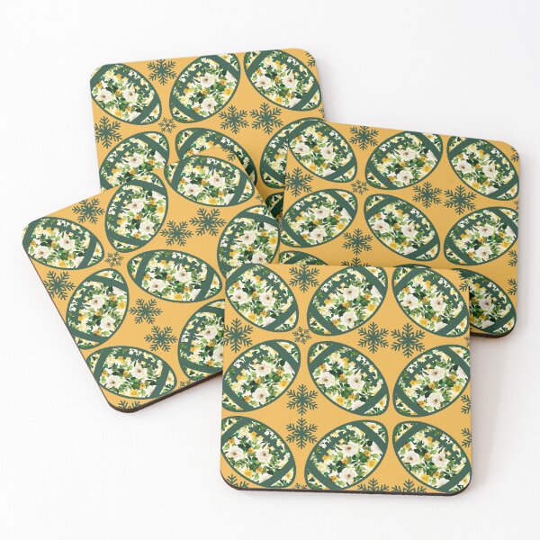 Item preview, Football green and gold floral football snowflakes pattern  designed and sold by KCAbdelnour.