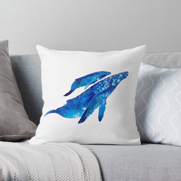 Humpback Mother and Calf Throw Pillow