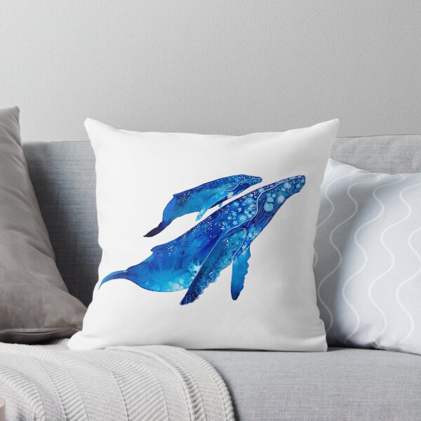Humpback Mother and Calf Throw Pillow