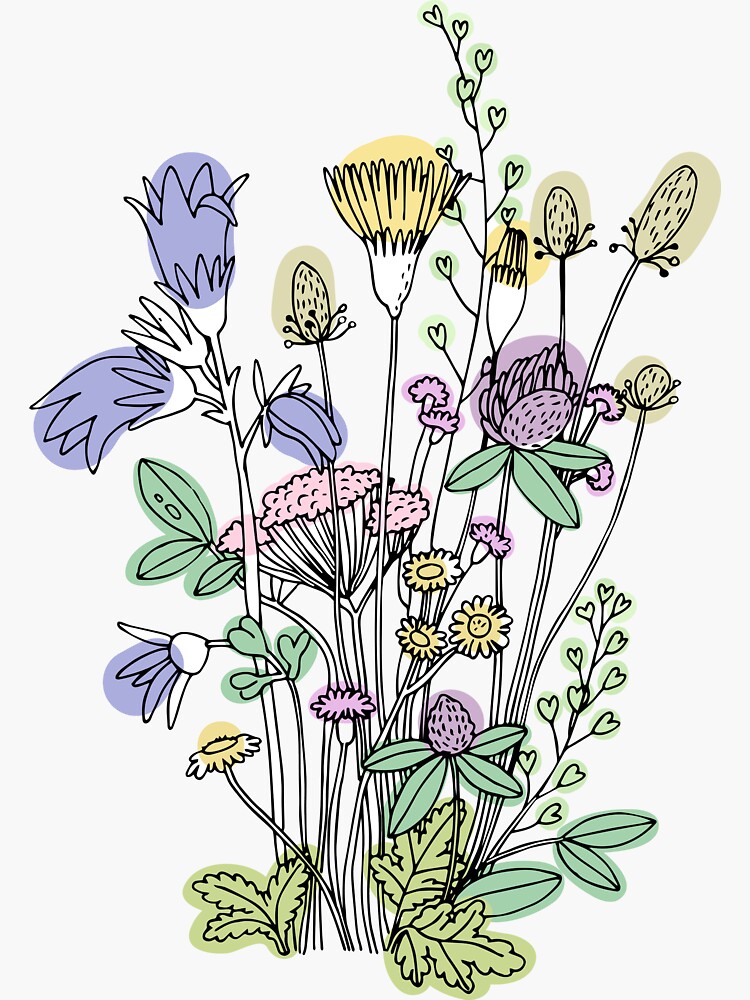 Wildflower bunch Sticker, Floral Sticker