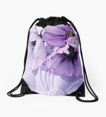 Three Lavender Cosmos Drawstring Bag