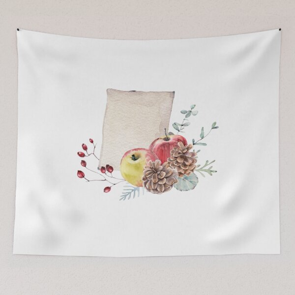 Item preview, Apples and pine cones watercolour composition designed and sold by Ian McKenzie.
