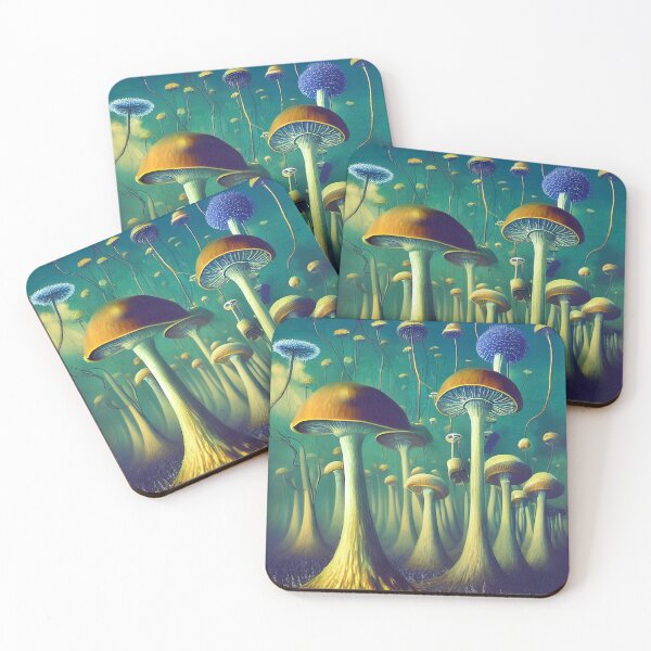 Artikelvorschau, Blue Dandelions and Whimsical Magic Mushrooms entworfen und verkauft von The Oracle of Surrealism Sublime Consciousness.