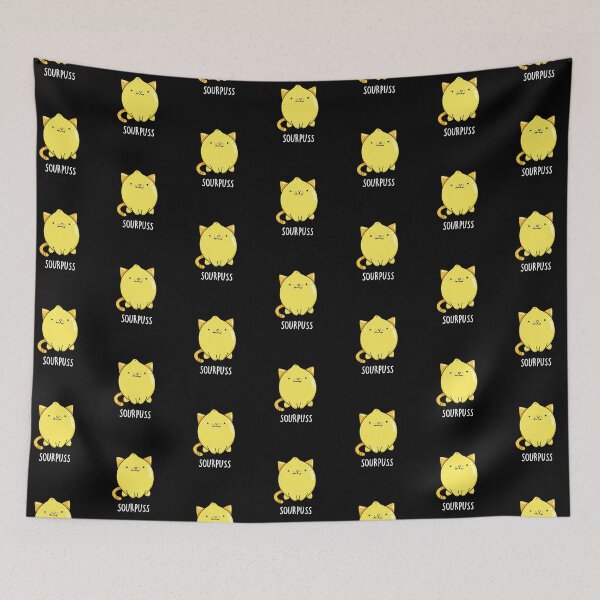 Item preview, Sour Puss Funny Lemon Cat Puns (Dark BG) designed and sold by punnybone.
